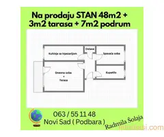 Prodajem DVOSOBAN stan 48m2 ,3m2 terasa, 7m2 podrum Novi Sad 063 / 551148